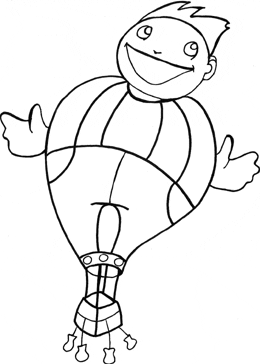 flying kid coloring page
