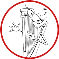 drawing of an harp